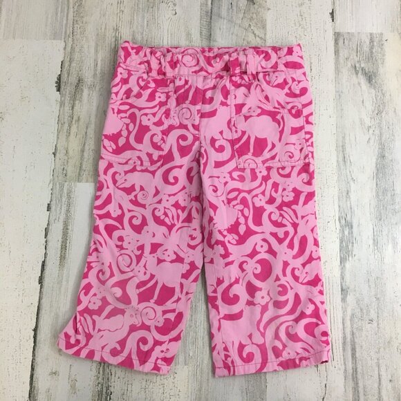 Vtg Lilly Pulitzer Pink 7Cs Print Crop Pants Girls Sz 5 - Picture 1 of 16